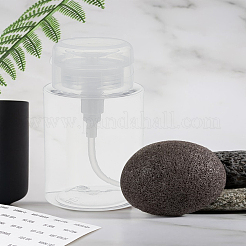 ペット用プラスチックプレスポンプボトル2個  マニキュアリムーバー清潔な液体の水の貯蔵ボトル  フリップトップキャップ付き  化粧品分類用粘着ステッカー付き  透明  12.8cm  容量：200ml（6.76fl.oz）&nbsp;MRMJ-LP0001-37