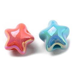 UVメッキアクリルビーズ  虹色の  スター  ミックスカラー  15x15.5x14mm  穴：3.8mm&nbsp;OACR-R261-05