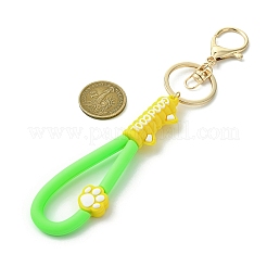 猫の足跡プリント PVC & 鉄合金 ロブスター クロー クラスプ キーチェーン  芝生の緑  180mm&nbsp;KEYC-JKC01105-03