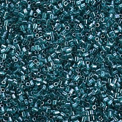ガラス竹ビーズ  透明色光沢  ダークシアン  2.5~3x2mm  穴：0.9mm  約15000個/ポンド&nbsp;SEED-S032-11A-120A