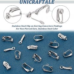 50Pcs 5 Style 201 & 304 Stainless Steel Clip-on Earring Converters Findings&nbsp;STAS-UN0038-19