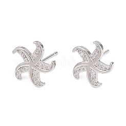 Brass Micro Pave Cubic Zirconia Stud Earrings&nbsp;EJEW-G471-29A-P