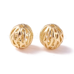 Brass Hollow Round Beads&nbsp;KK-P226-17CG