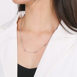 Non-Tarnish 304 Stainless Steel Round Beaded Link Chain Necklaces for Women&nbsp;LS-NJEW-D058-02P