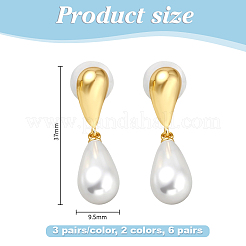 6 Pairs 2 Colors Resin Imitation Pearl Dangle Stud Earrings&nbsp;EJEW-GO0003-19