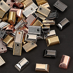 合金バッグジッパーコードエンド  鉄ネジ付き  長方形  ミックスカラー  17x11x6mm  4x9mm内寸法  50セット /箱&nbsp;PALLOY-BC0001-03