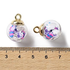 ガラスチャーム  ラウンド  CCBと手作りポリマー粘土を使用  足跡  21.5x16mm  穴：2.5mm&nbsp;FIND-Z083-01A