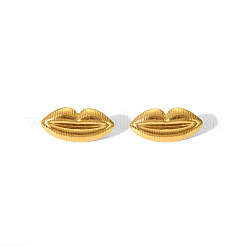 華やかな304ステンレススチールのリップペンダントネックレスとスタッドピアスセット（女性用）  18KGP本金メッキ&nbsp;ZY6893-1