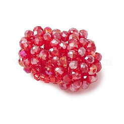 電気メッキガラスチャーム  ハート  多面カット  レッド  28~29x28~29x14mm  穴：4mm&nbsp;PALLOY-MZ00829-03