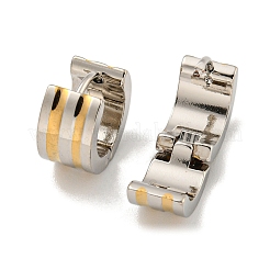 202ステンレススチールワイドバンドフープピアス  女性用304ステンレスピン付き  ゴールデン·ステンレス鋼色  12.5x7mm&nbsp;EJEW-H003-05GP-01