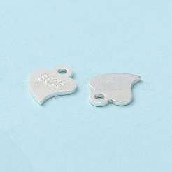 スターリングシルバーのハートチェーンエクステンダーコネクター x 925  s925刻印入りチェーンタブ  銀  6.5x5x0.5mm  穴：0.9mm&nbsp;STER-P053-02S