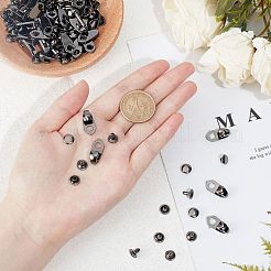 登山やアウトドアシューズのための合金製ブーツレースフック  リベットで  ガンメタ色  19x9x7mm  穴：4.5mm  50セット /箱&nbsp;PALLOY-PH0001-49B