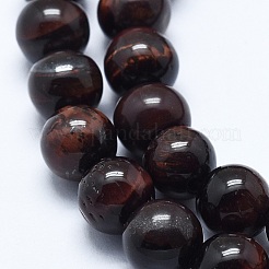 天然石タイガーアイビーズ連売り  染め＆加熱  ラウンド  グレードAB  6mm  穴：1mm  約62個/連  14.7インチ（37.5cm）&nbsp;G-P370-03-6mm