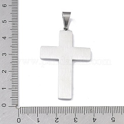304ステンレスペンダント  斜めのチャーム付き十字架  ステンレス鋼色  42x27.5x2.5mm  穴：7x4mm&nbsp;STAS-C170-02P