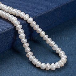 天然養殖淡水パールビーズ連売り  ロンデル  ホワイト  5~6x4mm  穴：0.5mm  約89個/連  14.7インチ（37.5cm）&nbsp;PEAR-G007-39