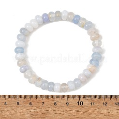 8mm天然縞瑪瑙（染色・加熱処理済み）ロンデルビーズを使用した伸縮性ブレスレット  ブルー  内径：2.17インチ（5.5cm）&nbsp;BJEW-JB14424