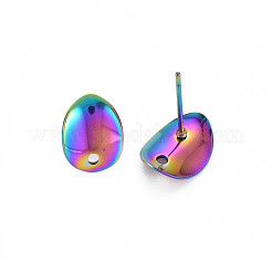 Rainbow Color 304 Stainless Steel Stud Earring Findings&nbsp;STAS-N098-020