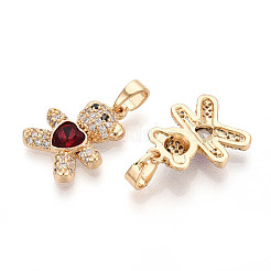 Brass Micro Pave Cubic Zirconia Pendants&nbsp;KK-CJC0015-19G-05