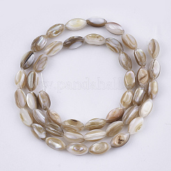 淡水シェルビーズ連売り  オーバル  小麦  9x5mm  穴：1mm  約44個/連  14.37インチ（36.5cm）&nbsp;X-SHEL-S276-34B