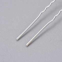 （訳あり商品）レディースヘアアクセサリーシルバーカラーメッキ鉄球ヘアフォーク  ABS模造パールビーズやラインストーンビーズで  濃いピンク  75.5mm&nbsp;LS-PHAR-XCP0004-04S-01