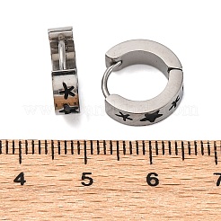 304ステンレススチール、エナメルイヤリング  手動研磨  スター  13x4mm&nbsp;EJEW-M001-20A-P