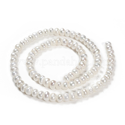 天然養殖淡水パールビーズ連売り  ロンデル  ホワイト  5~6x4mm  穴：0.5mm  約89個/連  14.7インチ（37.5cm）&nbsp;PEAR-G007-39