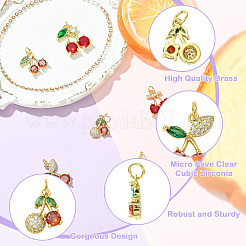 6Pcs 6 Styles Brass Micro Pave Cubic Zirconia Pendants&nbsp;KK-CJ0004-38