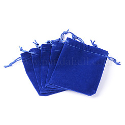 ベルベットのポーチ  ギフトバッグ  長方形  ダークブルー  12x10cm&nbsp;TP-UK0002-10x12-03