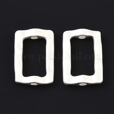 合金ビーズ  長方形  マットシルバーカラー  22x15x4.5mm  穴：3mm  16x9mm内径&nbsp;FIND-B038-21A-MS-1