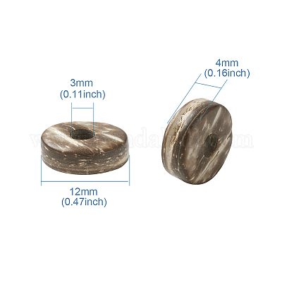ココナッツビーズ  染め  ドーナツ  レモンシフォン  12x4mm  穴：3mm  約100個/袋&nbsp;COCB-TA0001-02C-12mm-1