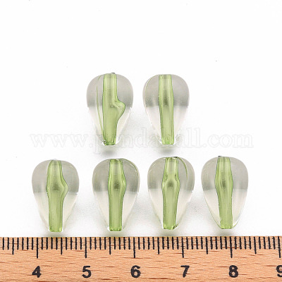 透明なアクリルビーズ  ティアドロップ  黄緑  14.5x9.5mm  穴：1.6mm  約600個/500g&nbsp;TACR-S154-26A-83-1