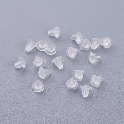 プラスチック製ピアスキャッチ  ピアスバックキャッチ  透明  3x4mm  穴：0.4mm&nbsp;KY-G006-04-A-1