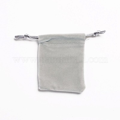 長方形ベロアのアクセサリー袋  ライトグレー  8.8x7cm&nbsp;TP-O004-C-07-1