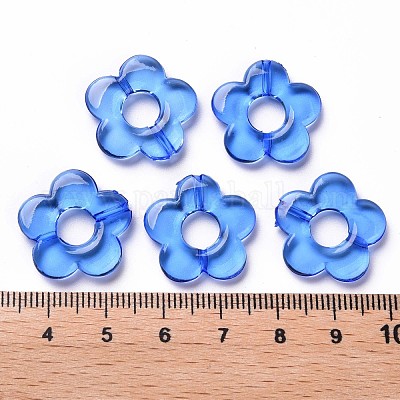 透明なアクリルビーズフレーム  花  ブルー  19x20x3.5mm  穴：1.6mm  内径：6.5mm  約632個/500g&nbsp;TACR-S154-29B-86-1