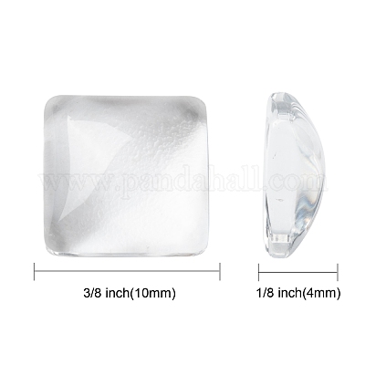 無色透明ガラスの正方形のカボション  10x4mm&nbsp;GGLA-A001-10mm-1