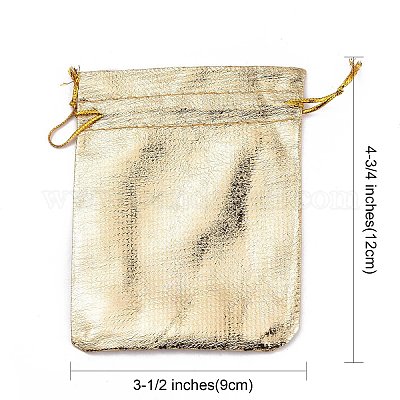 オーガンジーバッグ巾着袋  長方形  ゴールド  12x9cm&nbsp;OP-S009-12x9cm-02-1