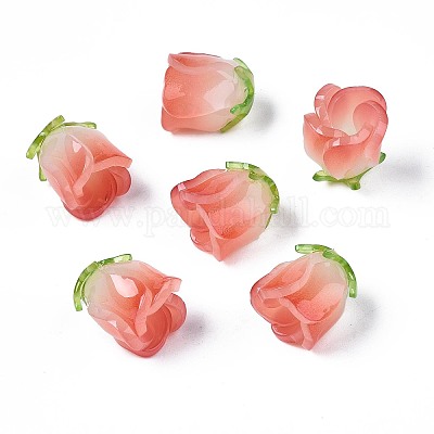 プラスチックビーズ  花  トマト  15x14x14mm  穴：1.2mm&nbsp;X-KY-N015-036C-1