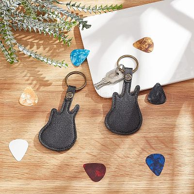 プラスチック製ギターピック10個 2 個の pu レザーギターキーホルダー