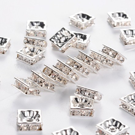 Brass Rhinestone Spacer Beads RSB074NF-01S-1
