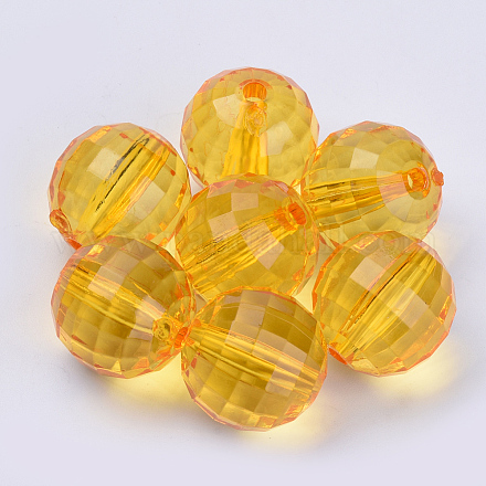 透明なアクリルビーズ  多面カット  ラウンド  オレンジ  8x8mm  穴：1.5mm  約177個/50g&nbsp;X-TACR-Q254-8mm-V24-1