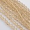 Bicone Glass Beads Strands, Faceted, PeachPuff, 3.5~3.8x3mm, Hole: 1mm, about about 107~110pcs/strand, 32.5~34cm