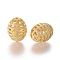 Hollow Alloy Beads, Long-Lasting Plated, Oval, Golden, 25x19mm, Hole: 3mm