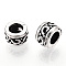925 Sterling Silver Beads, with S925 Stamp, Textured Column, Antique Silver, 5x3mm, Hole: 2.5mm