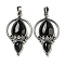 Natural Obsidian Pendants, Rack Plating Brass Teardrop Charms, Antique Silver, Cadmium Free & Lead Free, 49.5x28x7mm, Hole: 8x5mm