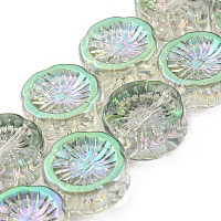 Half Rainbow Plated Electroplate Glass Transparent Beads Strands&nbsp;EGLA-G037-10A-HR01