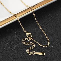 Ion Plating(IP) 304 Stainless Steel Satellite Chain Necklace for Men Women, Real 14K Gold Plated, 16.34 inch(41.5cm)