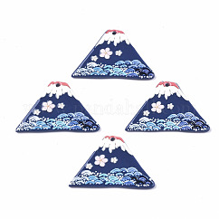 アクリルパーツ  3dプリント  花柄の火山  マリンブルー  24x37.5x2mm  穴：1.5mm