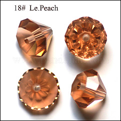 K9 Glass, Imitation Austrian Crystal Beads, Grade AAA, Faceted, Diamond, PeachPuff, 6x4mm, Hole: 0.7~0.9mm