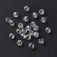 Imitation Austrian Crystal Beads, Grade AAA, K9 Glass, Faceted(32 Facets), Round, Clear, 6mm, Hole: 0.7~0.9mm