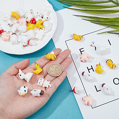 40スタイルの樹脂ペンダント10個  イヤリングのDIY  きのこ＆アヒル＆牛＆鶏＆蜂＆羊＆白鳥＆ウサギ＆豚＆猫  ミックスカラー  16~28.5x14.5~27x3.5~19mm  穴：2mm  4個/スタイル&nbsp;CRES-AR0001-13